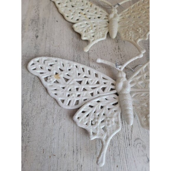 White butterfly large ornament Xmas set insect unique - Picture 2 of 9